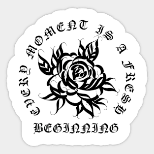 Calligraphy Rose Black Sticker